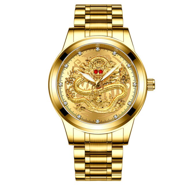 Embossed Golden Dragon Watch