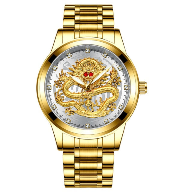 Embossed Golden Dragon Watch