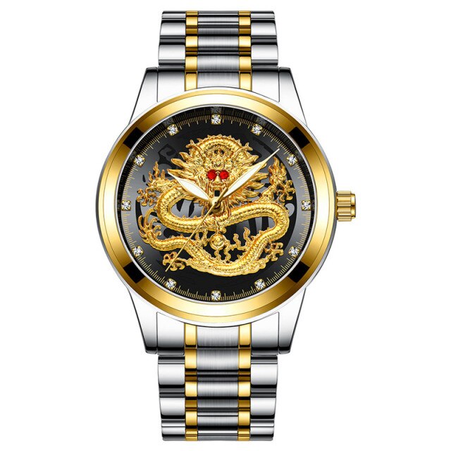 Embossed Golden Dragon Watch