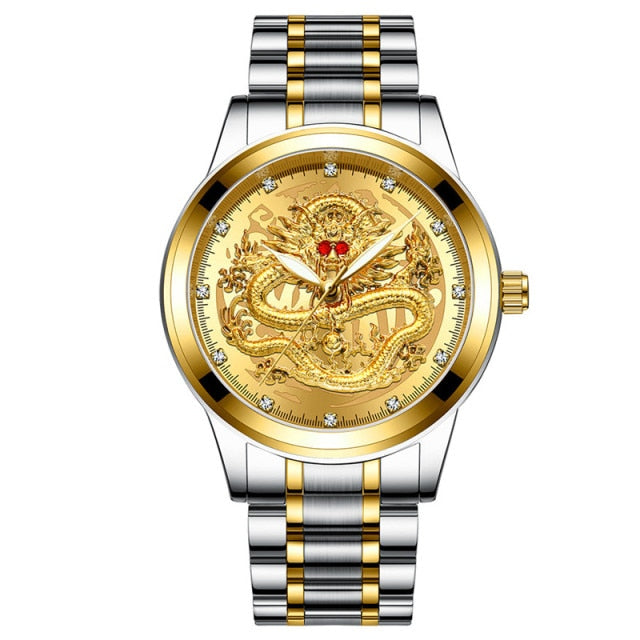 Embossed Golden Dragon Watch