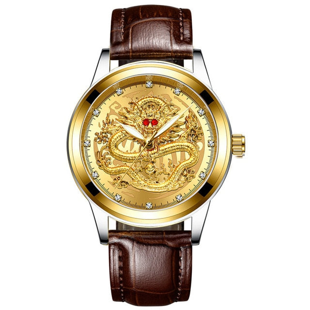 Embossed Golden Dragon Watch