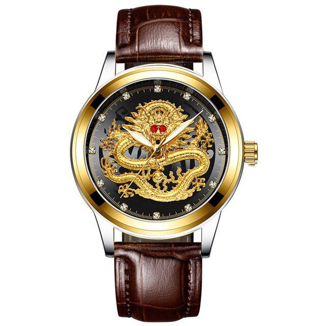 Embossed Golden Dragon Watch