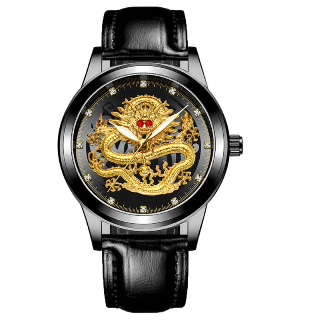 Embossed Golden Dragon Watch